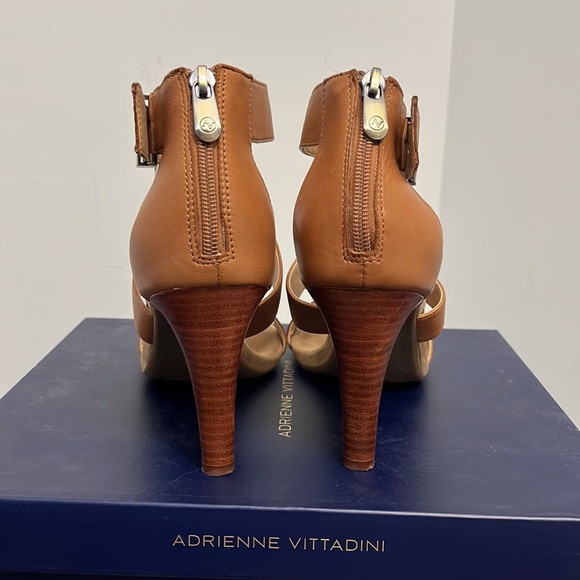 ADRIENNE VITTADINI Varsity Strappy Waxy Wash Leather Zip-Back Heels
